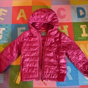 Primary Pink Puffer Jacket with Hood